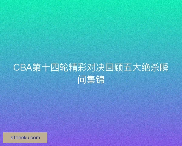 CBA第十四轮精彩对决回顾五大绝杀瞬间集锦